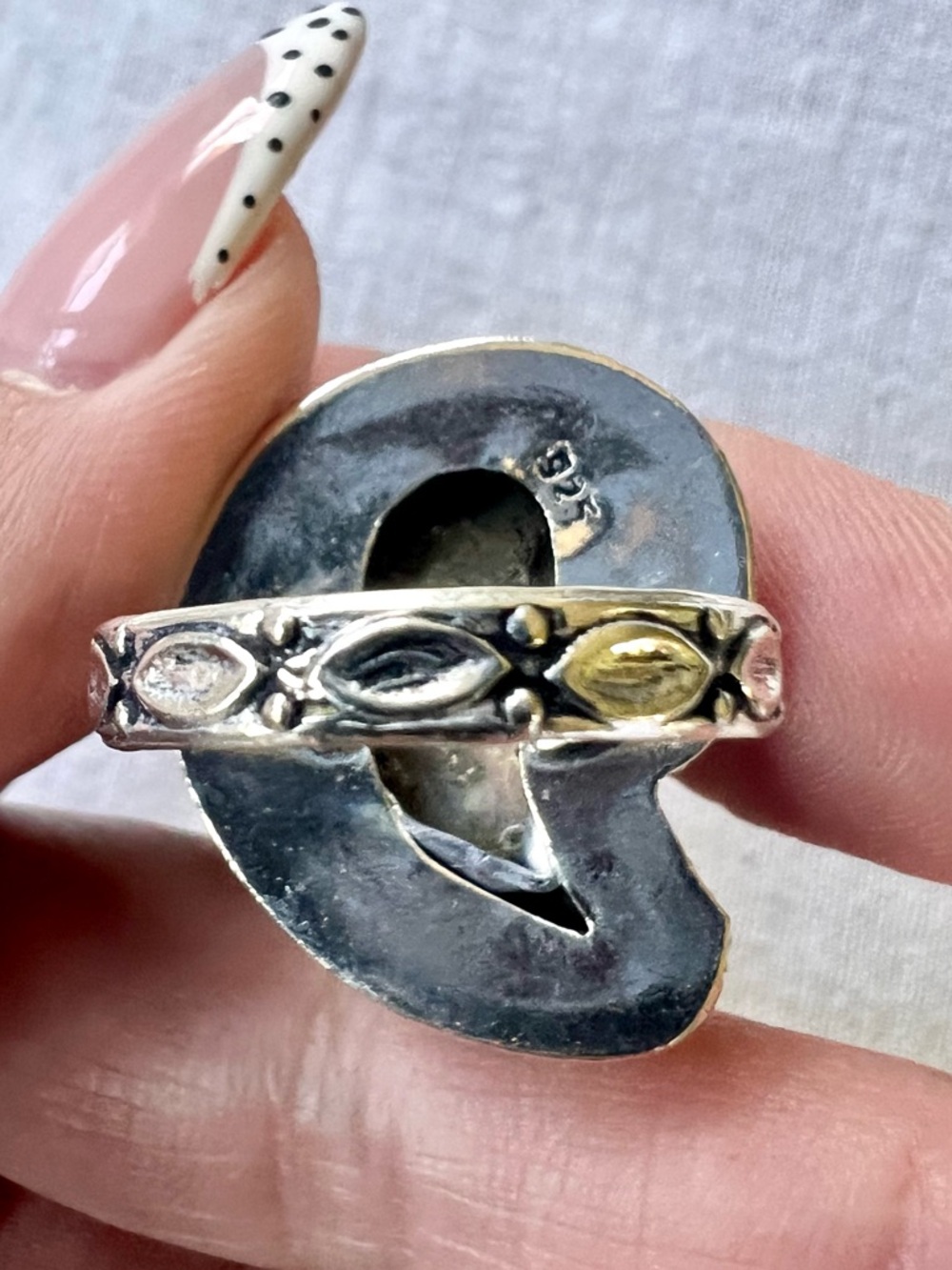 925 AMMONITE Fossil Past Lives Ring 9.5 - Picture 6 of 8